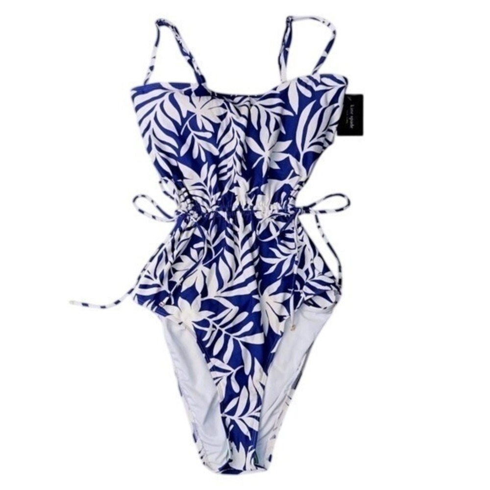 Kate‎ Spade Womens Size Large Blue and White 1 Pc Swimsuit NWT